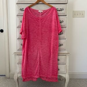 Umgee Pink Burnout Cotton Tunic Top